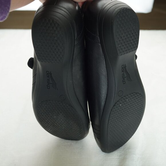 Dansko Black Leather Slip-On Comfort Shoes Size 41 Orthotic Workwear Clogs - Picture 6 of 12